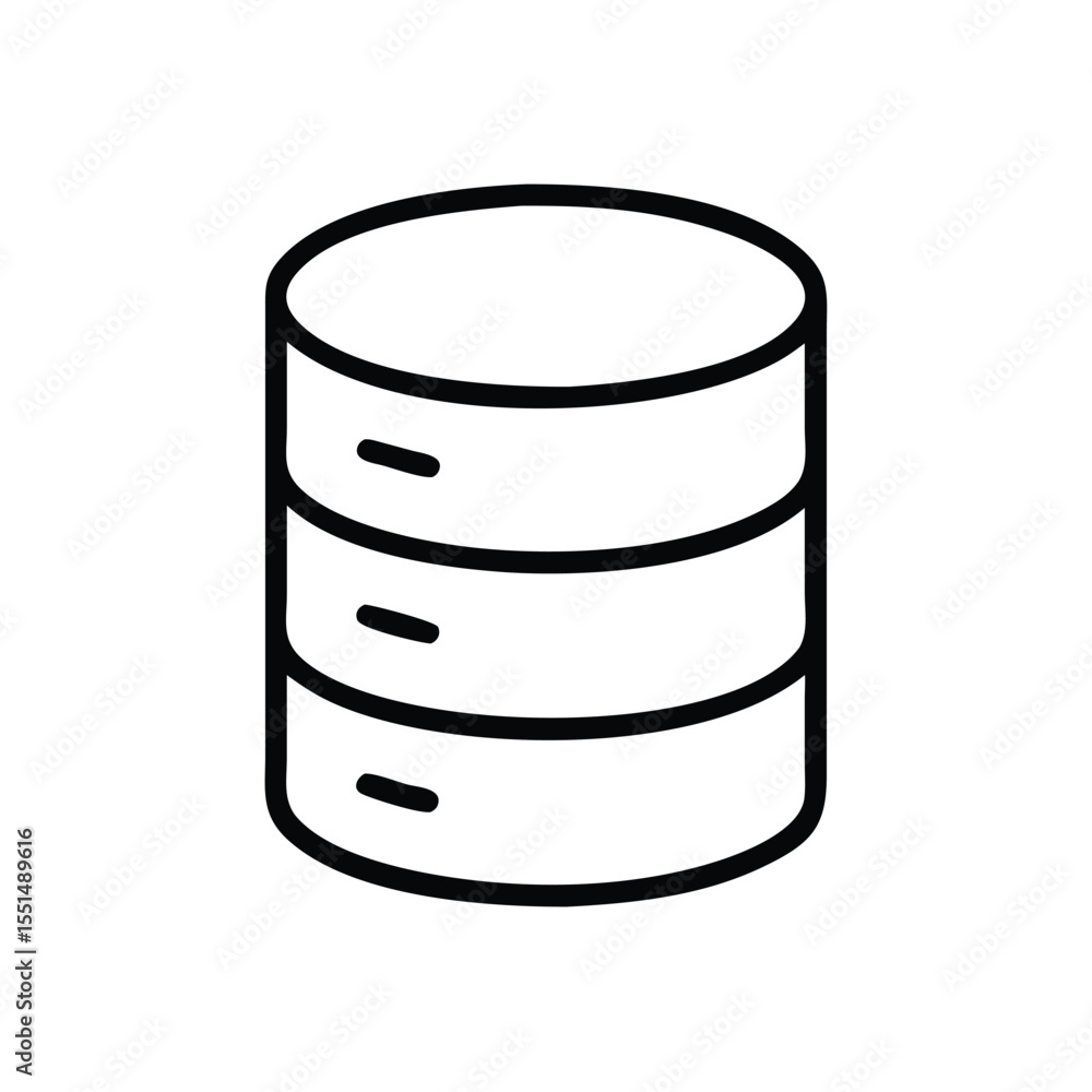 Poster Database server icon vector illustration for data storage and management system in outline style design