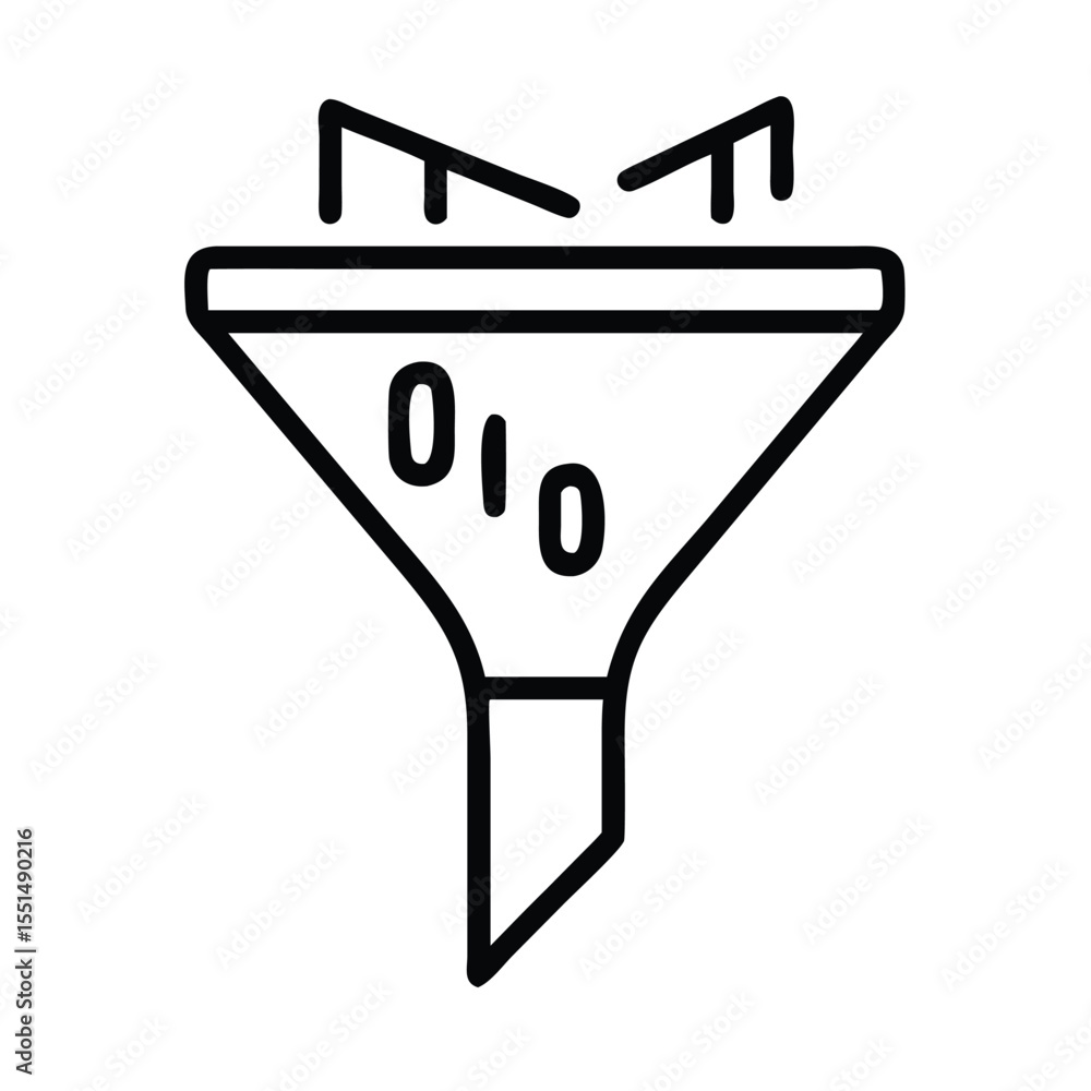 Poster data filtering funnel icon for data analysis and data processing concept in business and technology