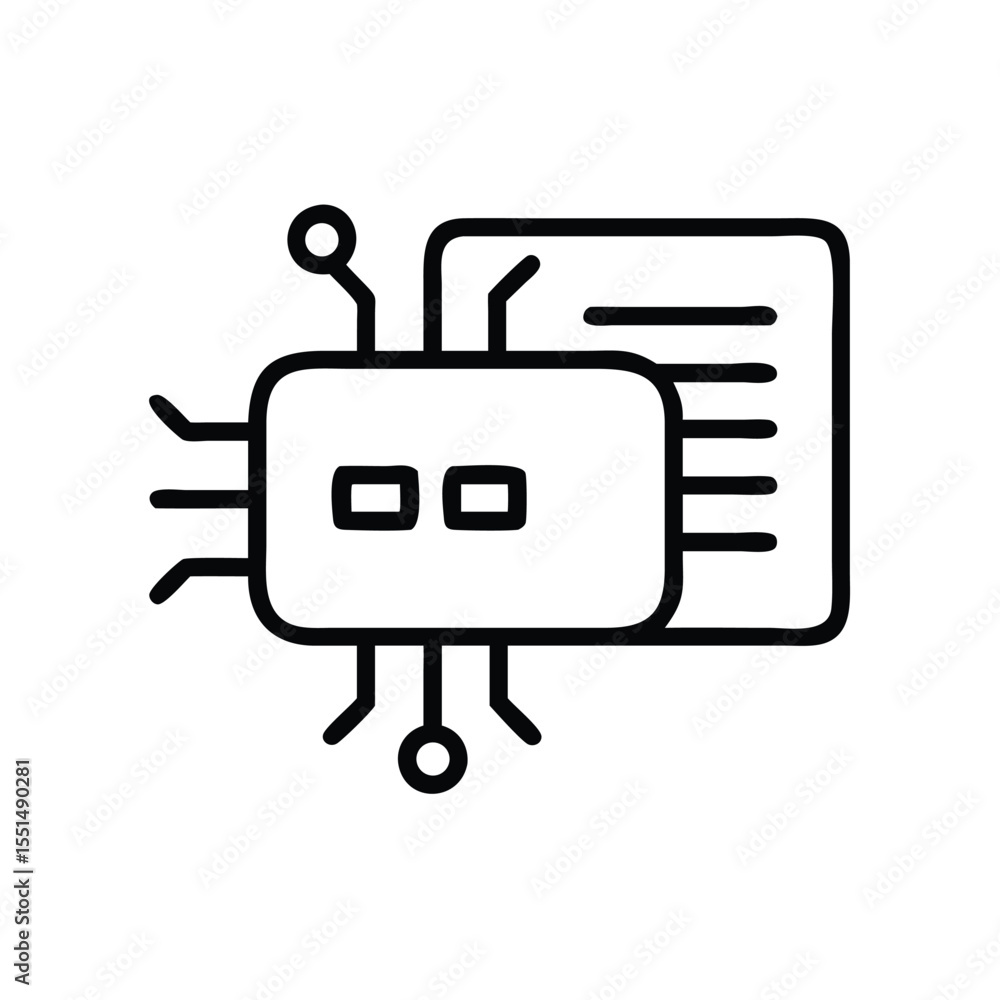 Poster data processing and artificial intelligence icon for machine learning and neural networks concept de