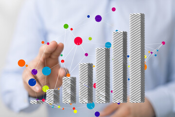 Visual representation of business growth and data analysis.  Ideal for presentations and reports.