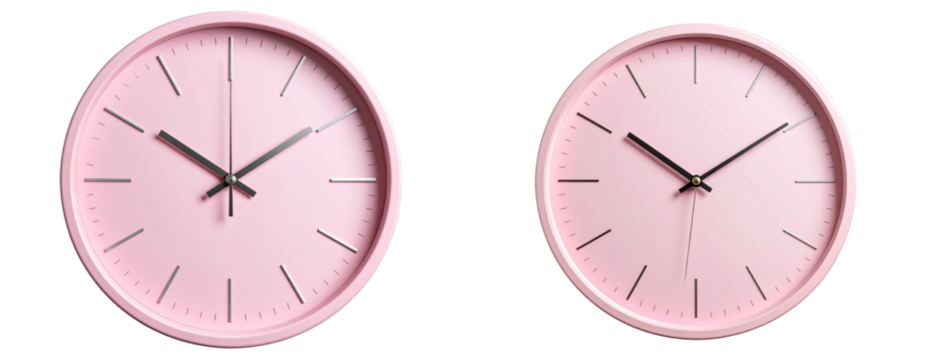 Modern Pink Minimalist Wall Clock with Clean Lines Isolated on Transparent Background PNG - Powered by Adobe