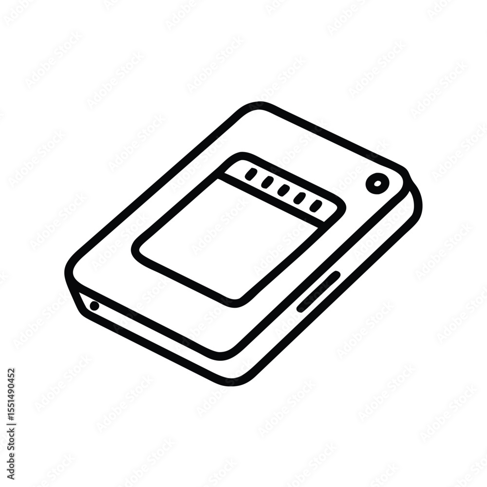 Poster portable hard drive external ssd storage device for data backup and transfer vector illustration
