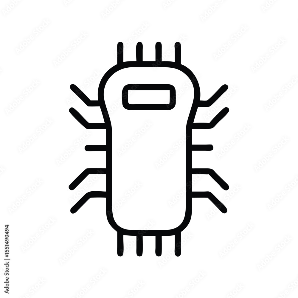 Poster outline electronic component ic chip vector illustration for circuit design and engineering diagrams