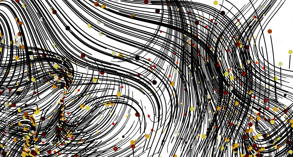 Poster colorful abstract background with swirling lines and scattered dots. perfect for modern designs.