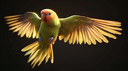Parakeet bird Aratinga solstitialis flying isolated


