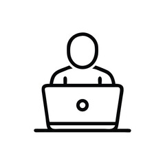 Person working on laptop icon vector illustration for remote work and online learning concept design