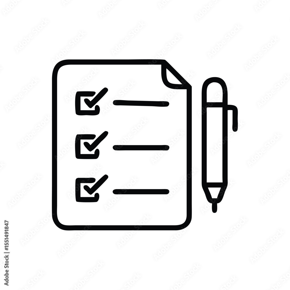 Poster checklist task management with pen for project planning and to do list organization and productivity