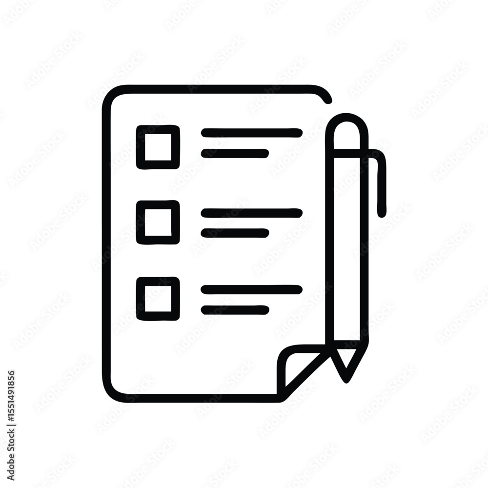 Poster checklist task list with pen vector icon for project management and planning organization tool desig