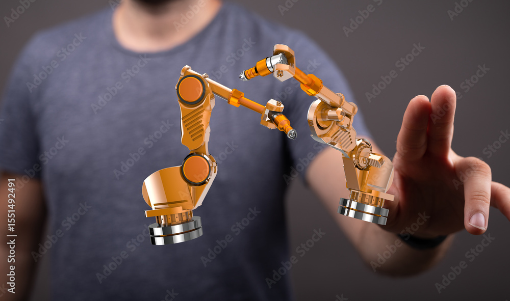 Poster high-quality image of robotic arms, perfect for technology, engineering, and automation concepts.
