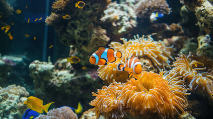Diving. Underwater world. Coral reef and fish in the sea. Ocean coral reef underwater. Marine world underwater background. Colorful tropical fish. Ecosystem. Underwater world coral fish landscape