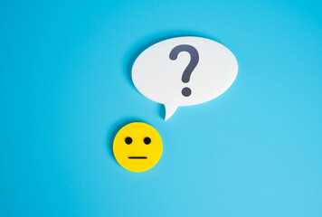 A neutral, emotionless face asks a question. Surveys and statistics collection. Opinion and feedback. Public opinion polls, or demographic research. Analytics, behavior study, marketing feedback