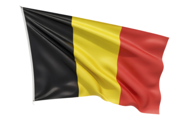  a Waving Belgian Flag, Showcasing its Rich Vertical Stripes and Smooth Fabric Texture