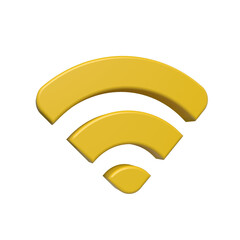 Shiny yellow 3d wi fi symbol icon isolated on black background