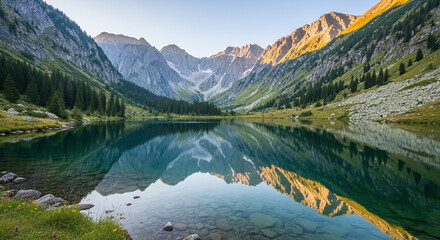 mountain lake in yosemite national park