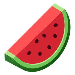 Watermelon Slice 3D vector  white background