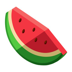 Watermelon Slice 3D vector  white background