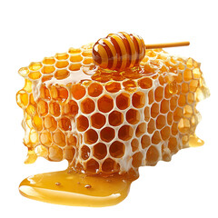 Honeycomb with honey drop. isolated on a white background