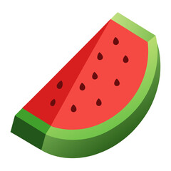 Watermelon Slice 3D vector  white background