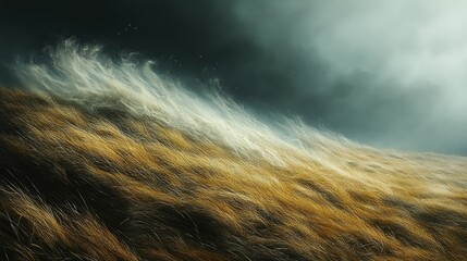 Stormy grassland under dramatic sky