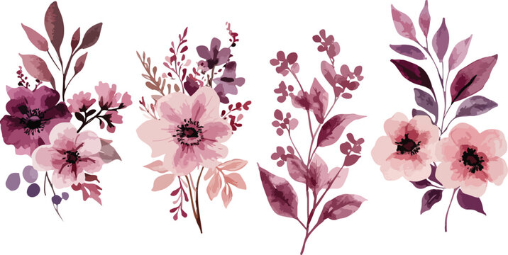 Pink and white floral design with blossoms and leaves, a beautiful nature pattern perfect for spring and summer decorations