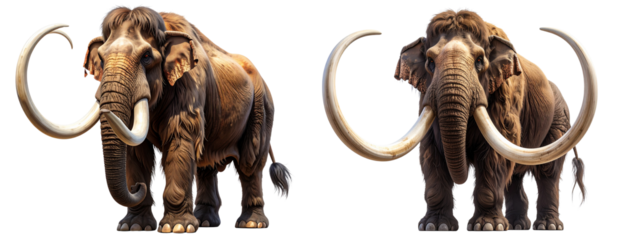 Mythical Mammoth Creature with Back Tusks Stylized Illustration Isolated Transparent Background PNG