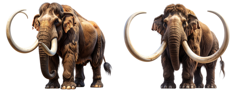 Mythical Mammoth Creature with Back Tusks Stylized Illustration Isolated Transparent Background PNG