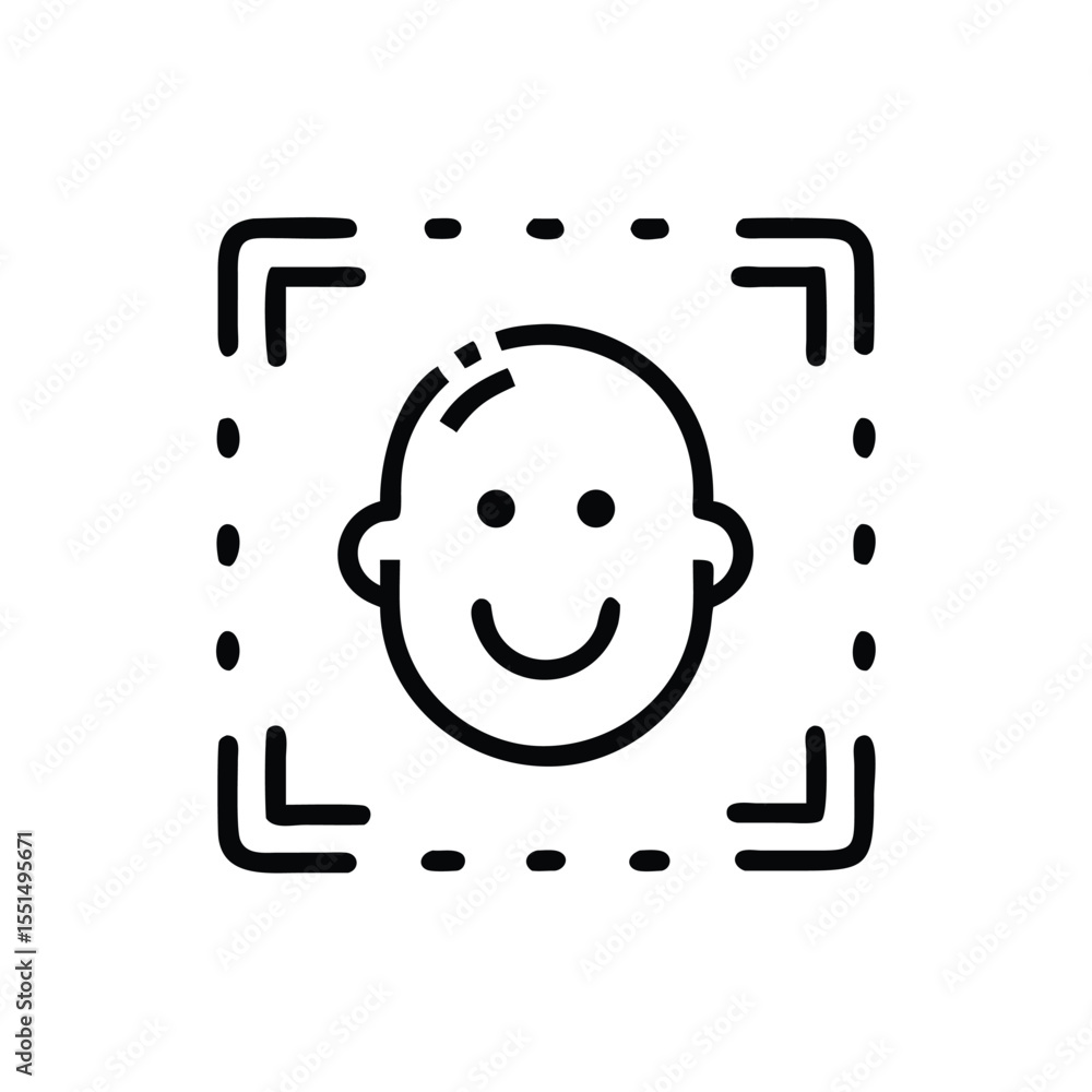 Poster facial recognition technology face scan authentication security system icon design
