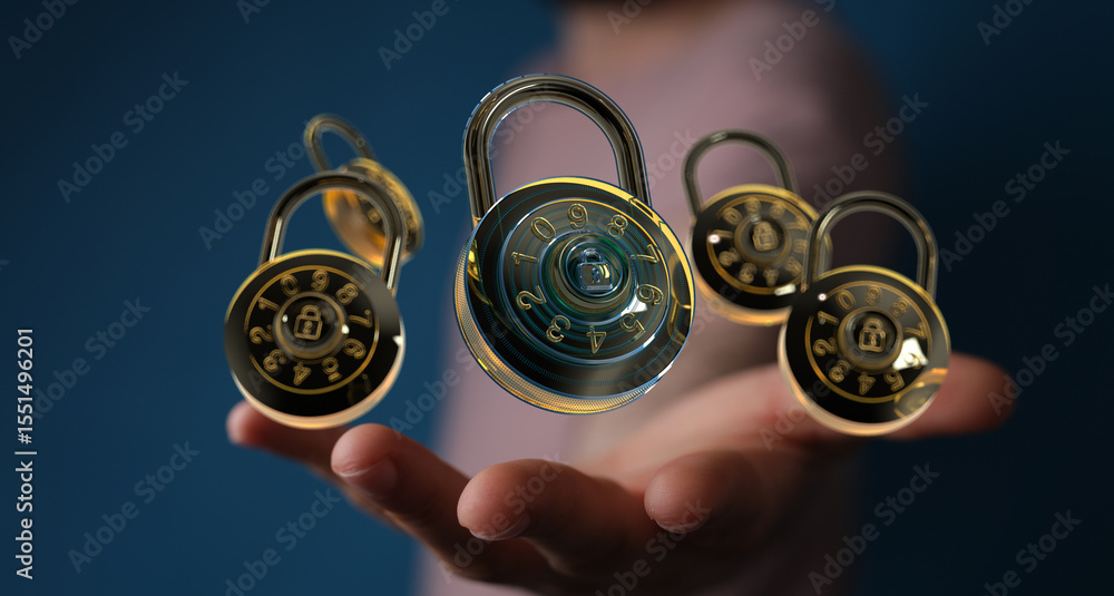 Aufkleber high-quality image of combination locks, symbolizing data protection and online security.