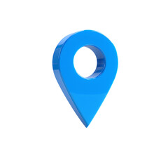 3d blue location map pin pointer icon isolated on transparent  Png.