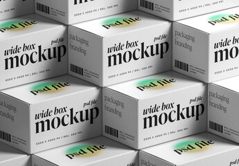 Isometric Stacked Boxes Packaging Mockup Set