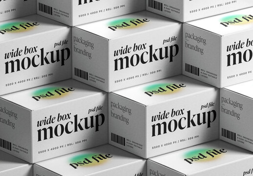 Isometric Stacked Boxes Packaging Mockup Set