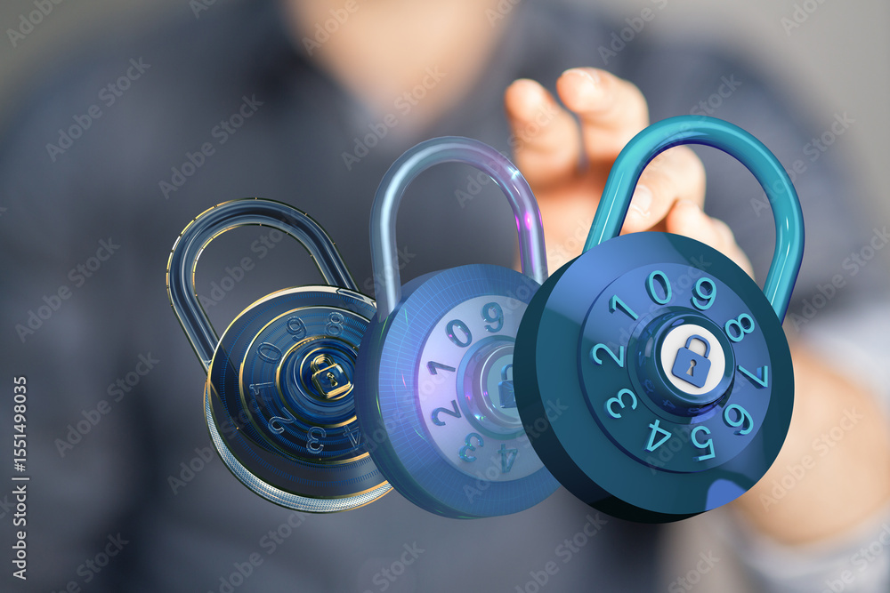Aufkleber Secure your data with strong passwords and encryption.  Image depicts combination locks.