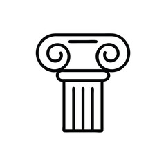 Ionic column vector icon illustration of architecture ancient greek roman pillar art