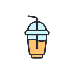 Refreshing Cup Of Orange Juice With Straw And Lid On Transparent