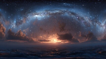 Northern Lights in the Night Sky | Aurora Borealis Over Dark Landscape for Travel & Nature Themes