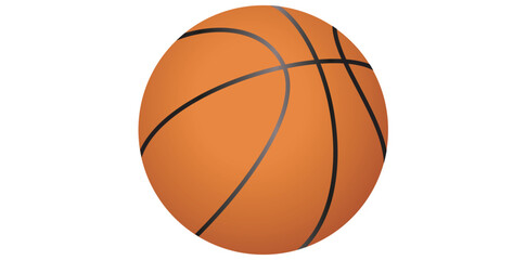 Realistic Basketball On White Background, Sports Equipment Vector Illustration.	