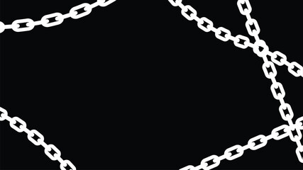 iron chain set from straight to curved. vector illustration isolated on black background.