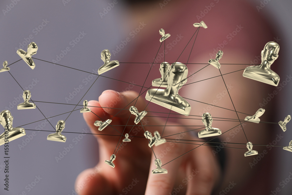 Poster image depicting a network of interconnected people, symbolizing global communication and collaborati