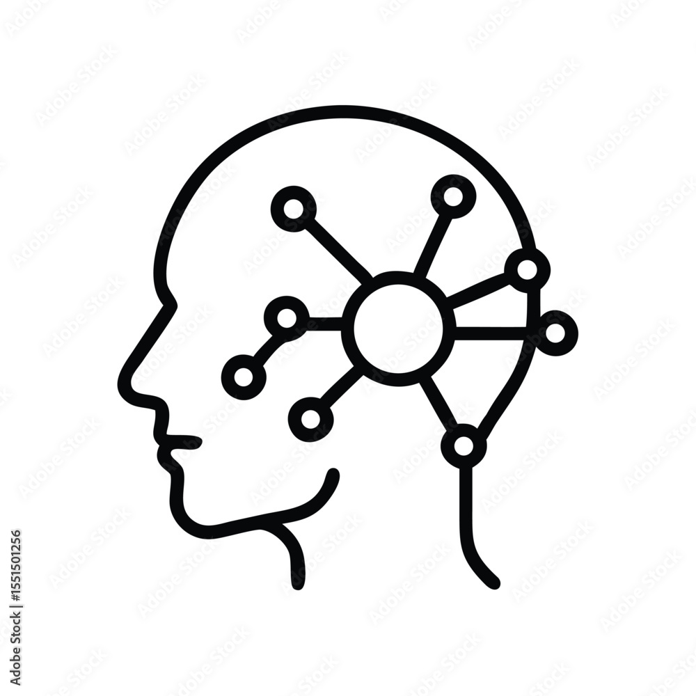 Poster artificial intelligence brain network connection neural technology head ai concept for innovation fu