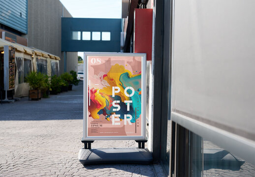 A-frame Ad Mockup on Mall Street