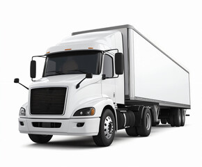 A 3D cargo truck with a short-nose front and dual rear axles