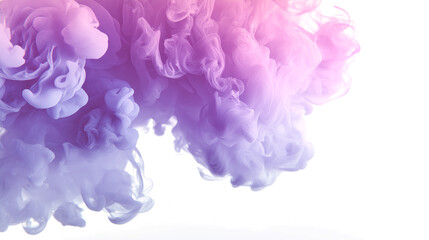 Abstract purple and pink smoke rising isolated on white background