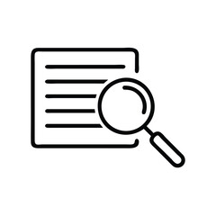 Document search icon vector illustration for data analysis and information retrieval with magnifying glass