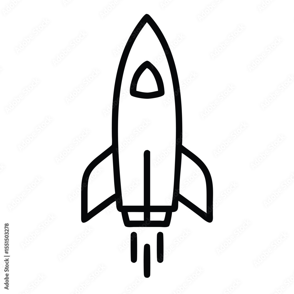 Poster rocket ship vector icon illustration for startup business and space exploration design projects use 