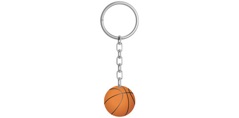 Realistic Key Chain With Basketball Vector Illustration.	