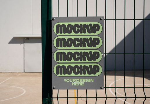 Blank Outdoor info panel Mockup on a Fence