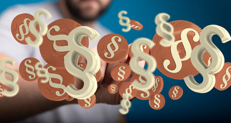 Abstract image of 3D paragraph symbols. Ideal for legal, law, and justice concepts.