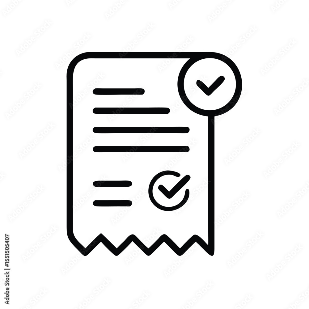  completed task list icon checklist with check marks and paper document for business workflow process