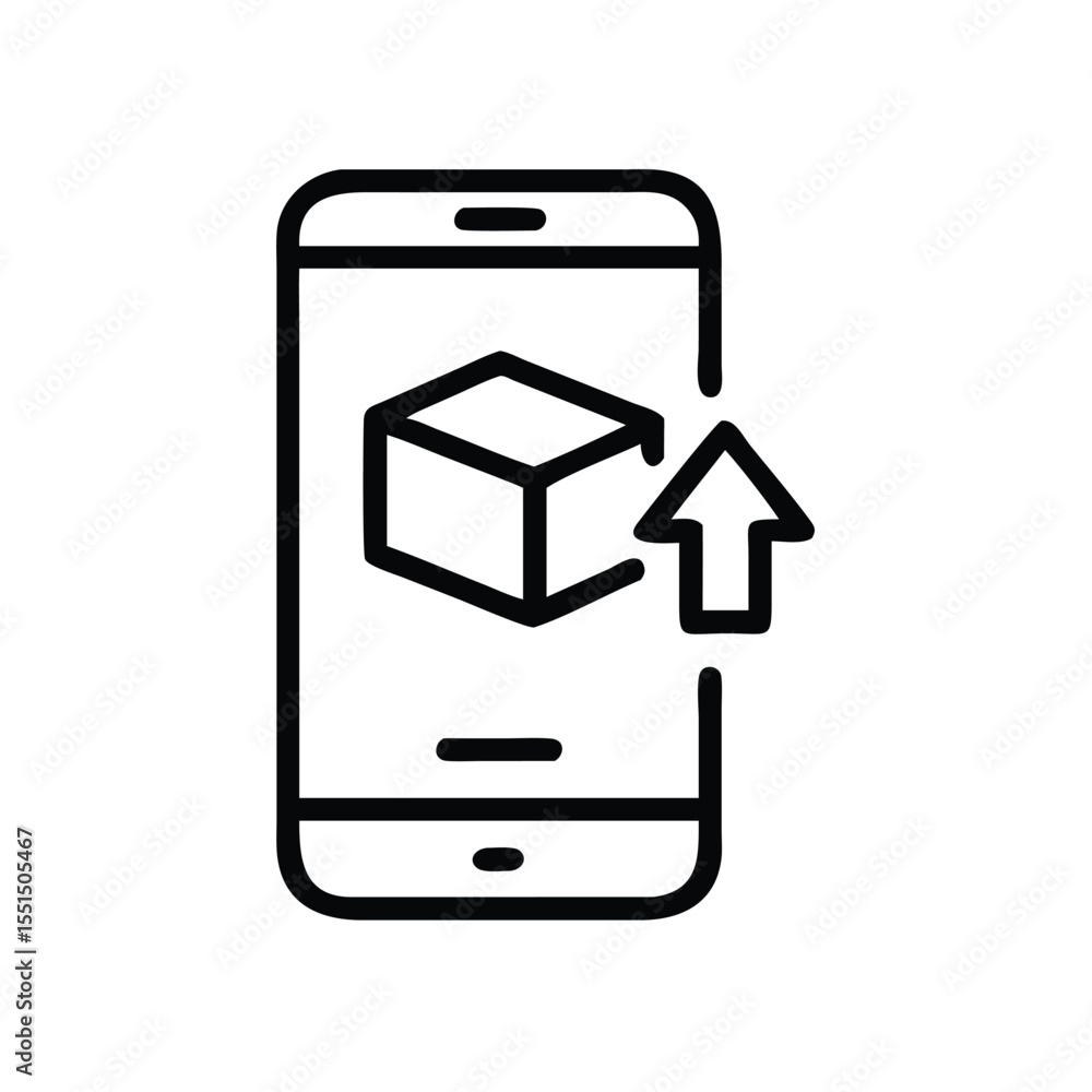 Poster mobile package delivery app icon for product delivery and parcel tracking on smartphone application 