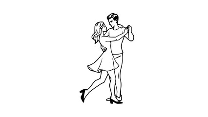 Contemporary salsa graphic featuring a clean black line icon with digital elegance and flat design aesthetics on a white canvas